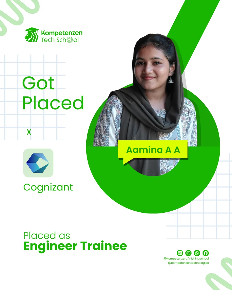 Aamina AA placed at Cognizant after Python training at Kompetenzen Kochi