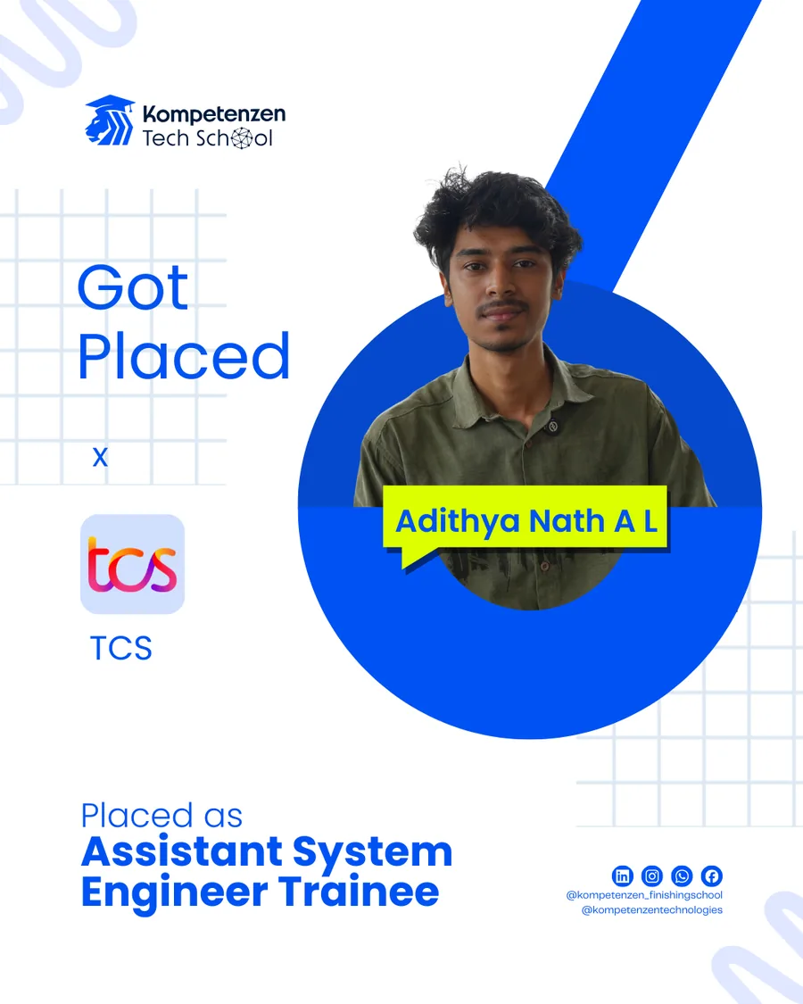 Adithyanath placed at TCS after Tech School program in Kerala