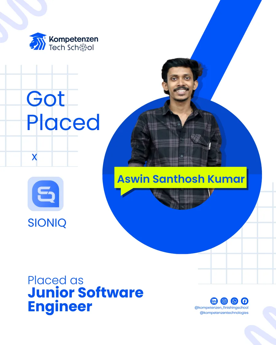 Aswin placed at Sioniq