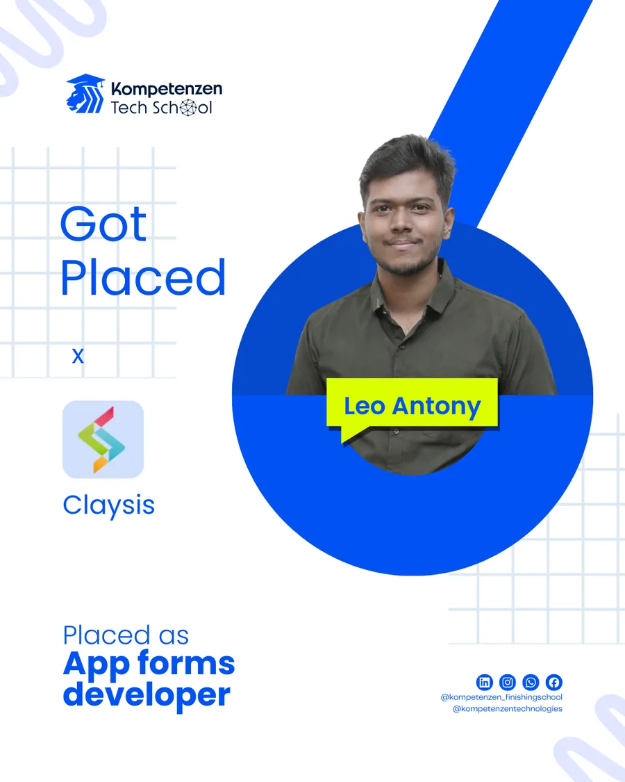 Leo Antony placed at Claysis