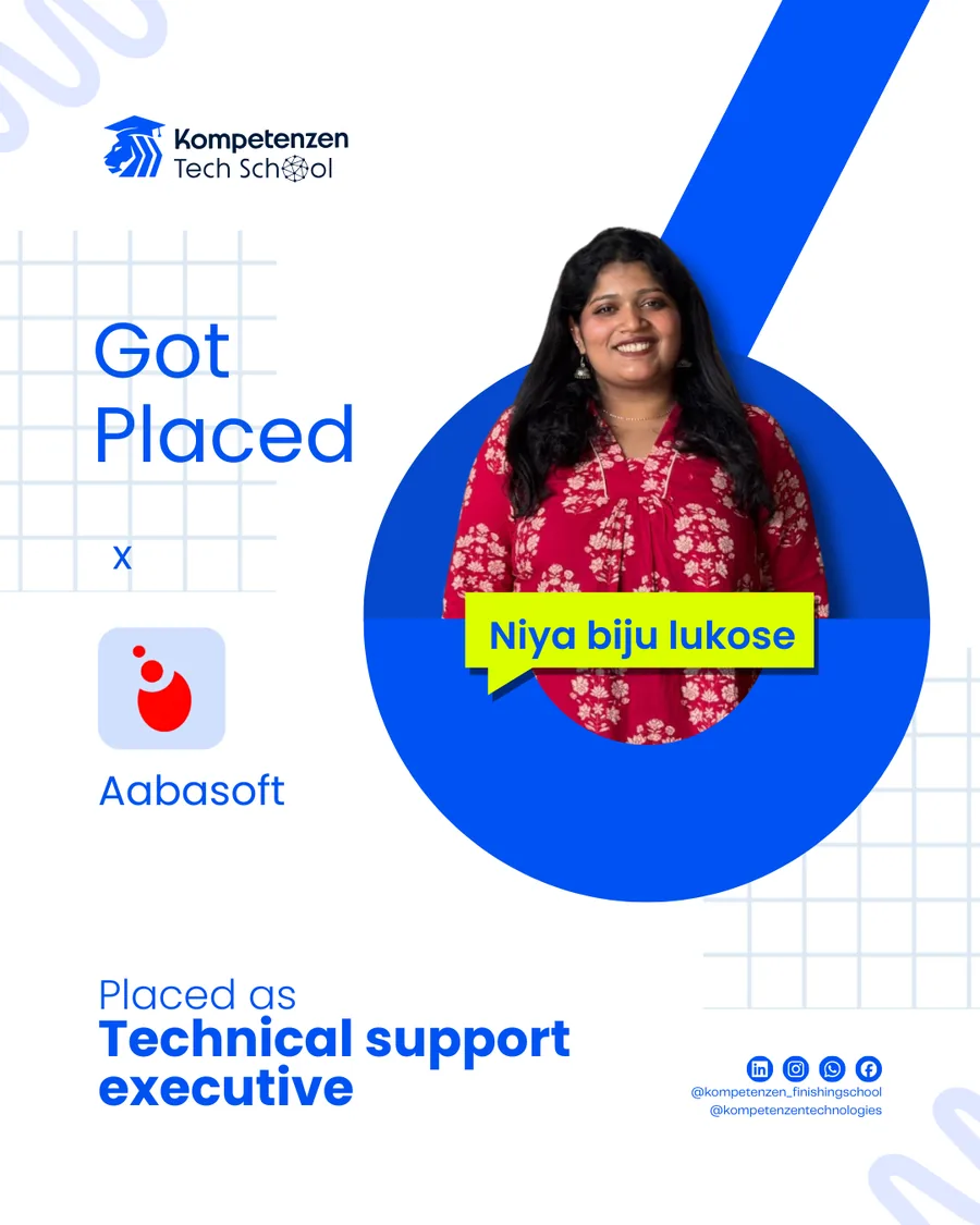 Niya Biju placed at Aabosoft